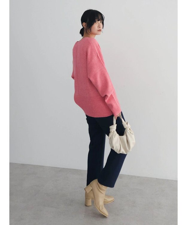 Green Parks ｆｕｗａっとメランジ袖リブ長めニットプルオーバー Pink