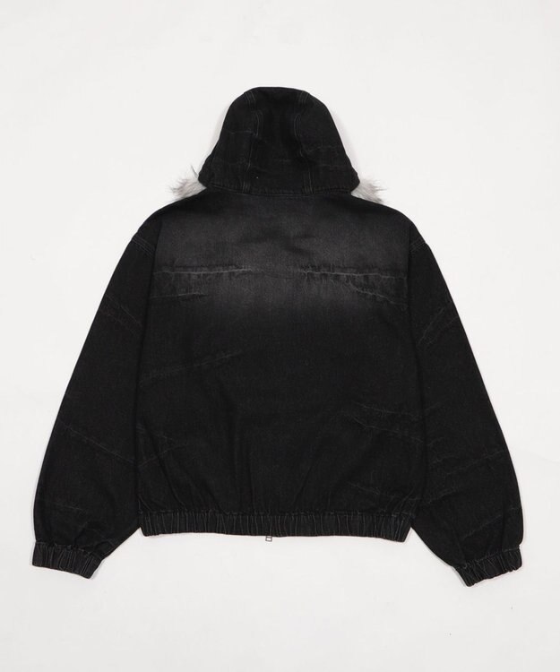 WEGO 【ユニセックス着用ITEM】ファーフードスラッシュデニムブルゾン デニムブラックソノタ