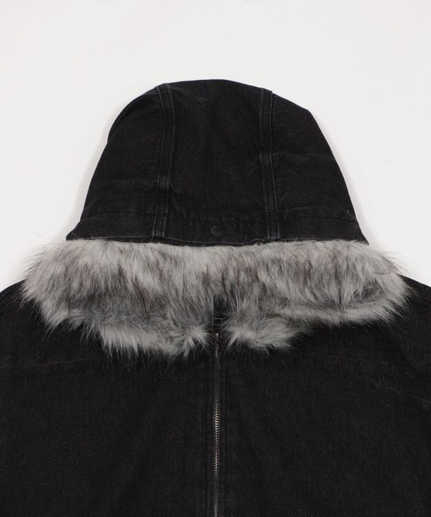 WEGO 【ユニセックス着用ITEM】ファーフードスラッシュデニムブルゾン デニムブラックソノタ