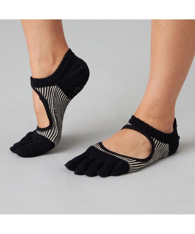 Chacott 140203 ラメストライプカバー　５本指ソックス ブラック