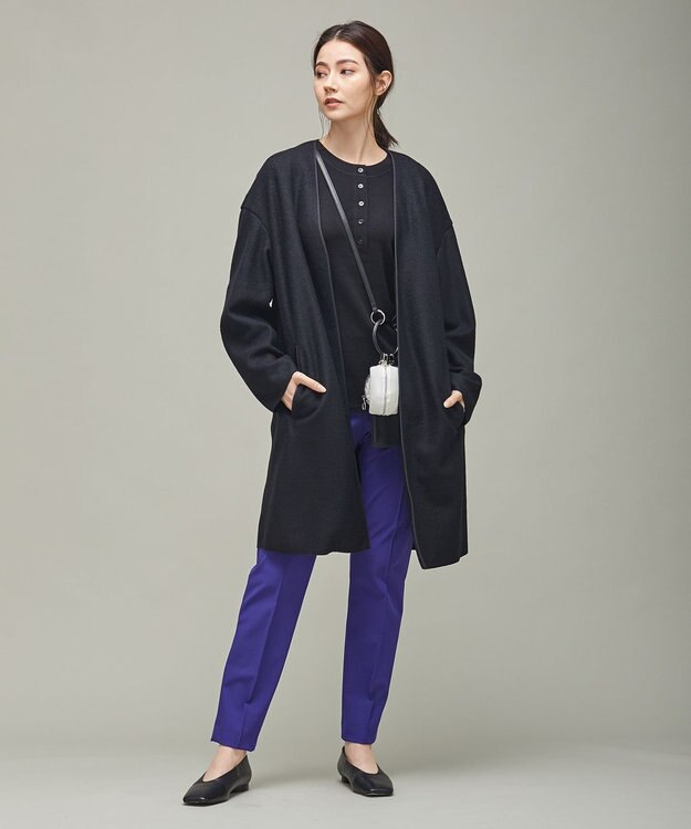 ICB 【洗える】 エクストラファインメリノ ヘンリーネックプルオーバー ブラック系