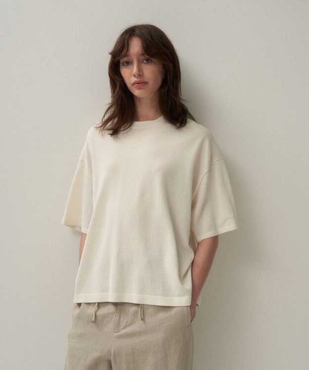 ATON WASHI KNIT | クルーネックセーター WARM WHITE