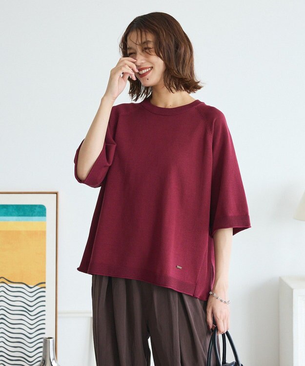 Green Parks トレーナー風ニットプルオーバー Red