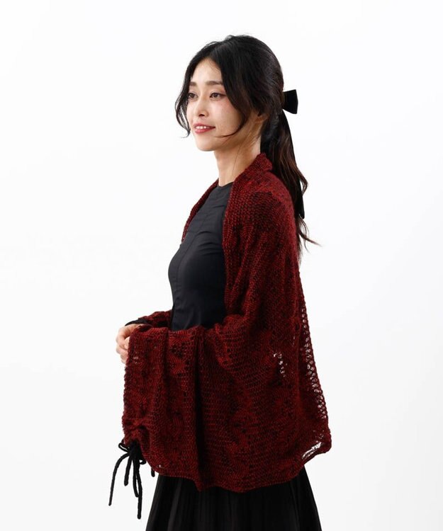 AURORA 【 ANNA SUI（アナ スイ）】リボン付きセミストール(WASH) レッド