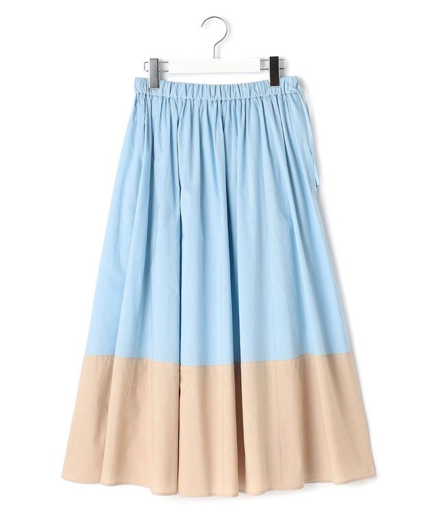 J.PRESS YORK STREET 【WOMEN】バイカラーギャザー スカート サックスブルー系1