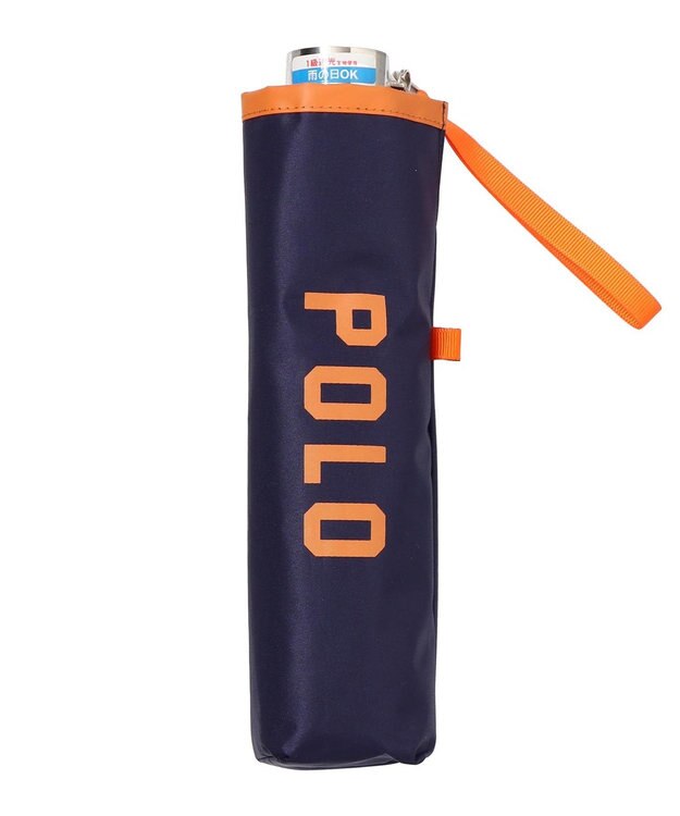 MOONBAT POLO RALPH LAUREN 晴雨兼用日傘 折りたたみ傘 ポロベアプリント／遮光 遮熱 UV ネイビー×オレンジ＆ベアＰｔ