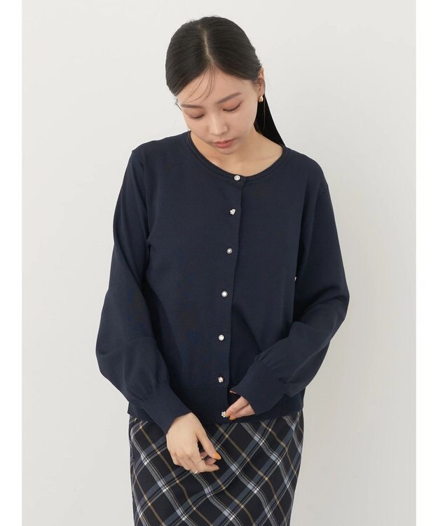 earth music&ecology いろいろ釦クルーネックカーディガン Navy