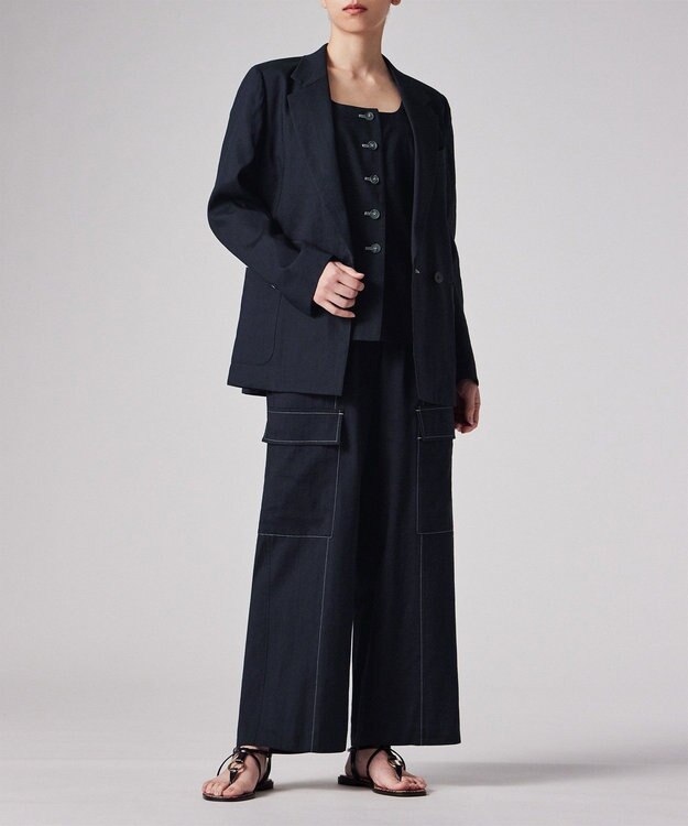 Paul Smith レーヨンリネン ダブルジャケット ネイビー
