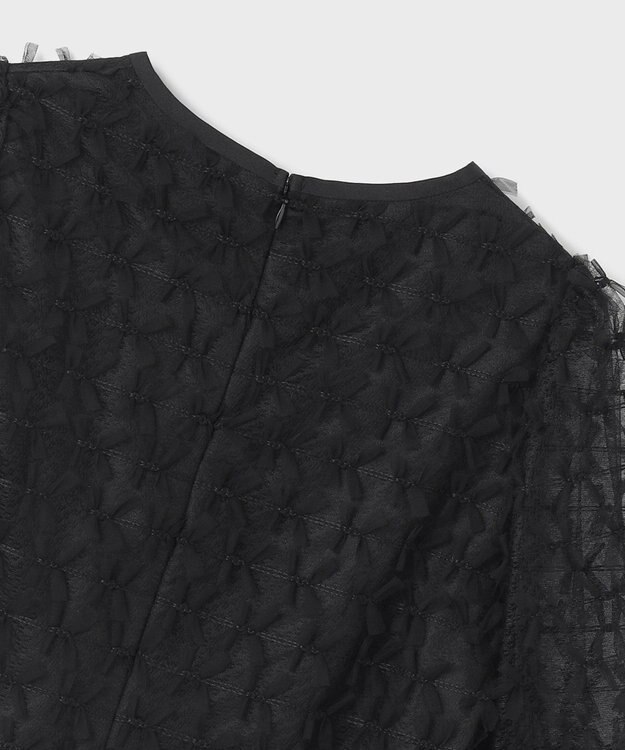 GRACE CONTINENTAL チュールリボン刺繍トップ ブラック