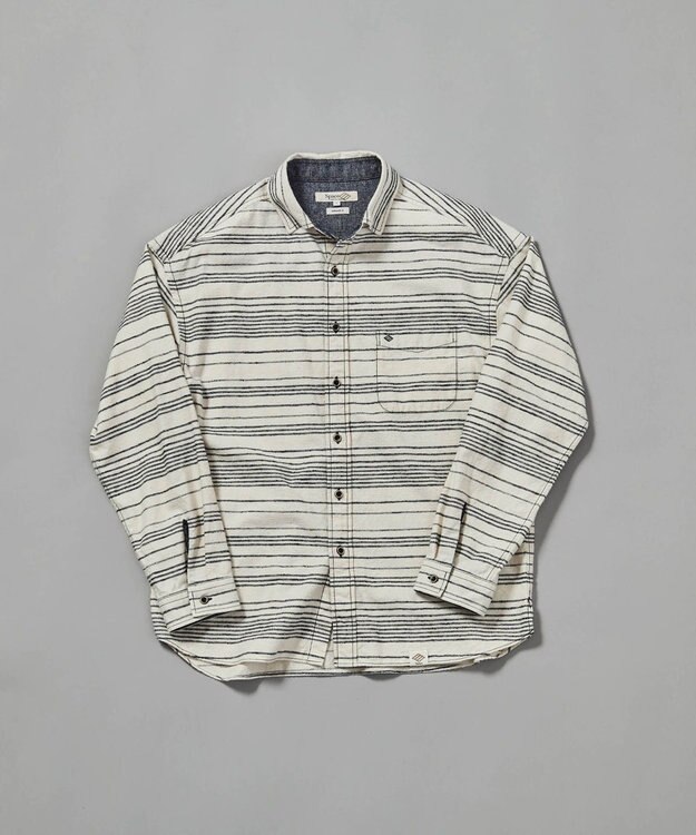 JOSEPH ABBOUD MOUNTAIN 【SPACE／UNISEX】OGスラブシャンブレーマルチボーダー シャツ ホワイト系1