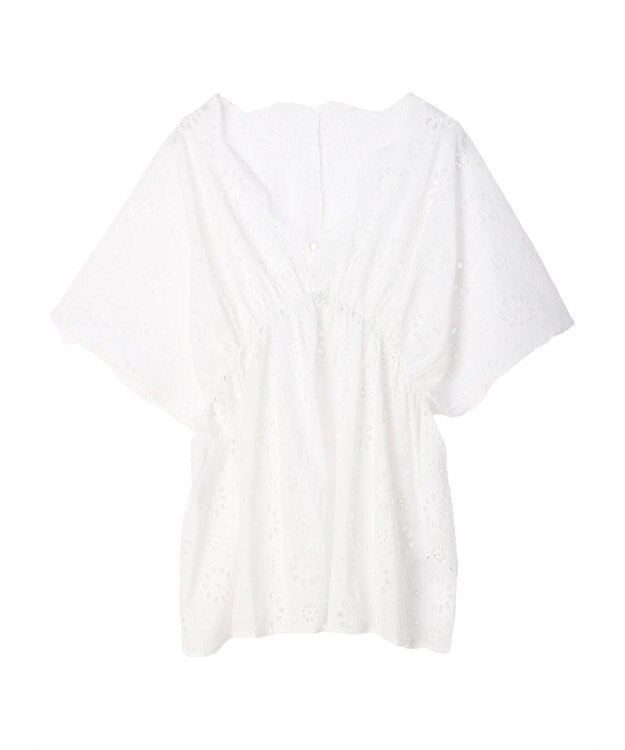 earth music&ecology コットンレースＶネックブラウス Off White