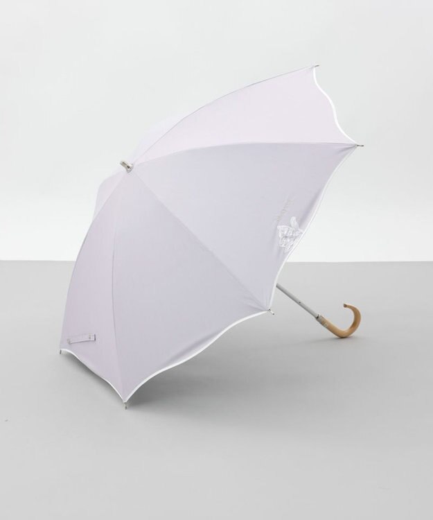 AURORA 【 NINA RICCI（ニナリッチ）】アップリケ刺しゅう/パイピング晴雨兼用傘（2段スライドショート傘） ペールパープル