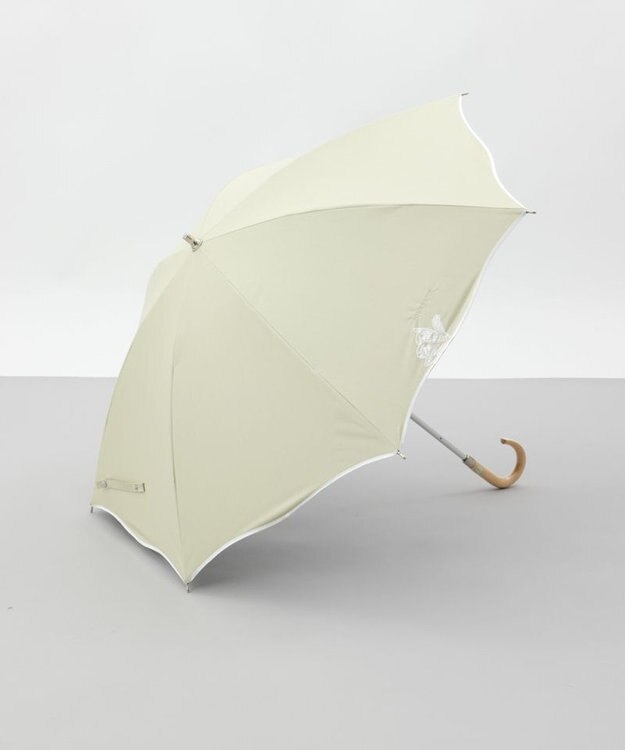 AURORA 【 NINA RICCI（ニナリッチ）】アップリケ刺しゅう/パイピング晴雨兼用傘（2段スライドショート傘） マスタード