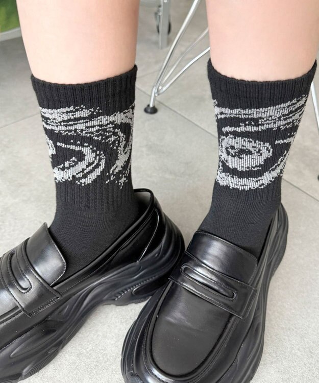 WEGO グラフィックデザインソックス ブラック