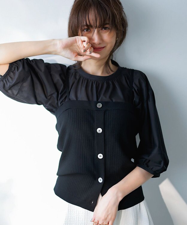 23区 【洗える】ヴィスコースストレッチ ニット ビスチェ ブラック系