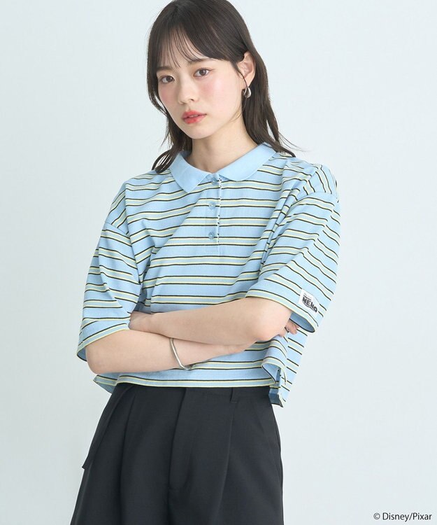 earth music&ecology Ｆｉｎｄｉｎｇ　Ｎｅｍｏ／ボーダーポロシャツ Light Blue