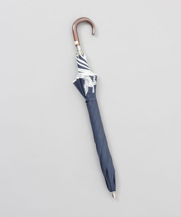 AURORA 【 NINA RICCI（ニナリッチ）】アップリケ刺しゅう/パイピング晴雨兼用傘（2段スライドショート傘） ネイビー