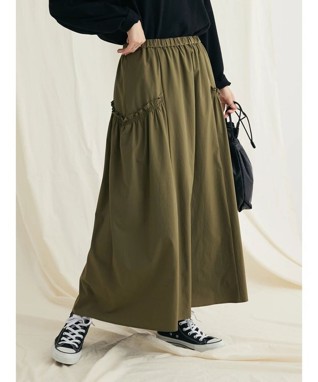 CRAFT STANDARD BOUTIQUE サイドフリルギャザースカート Khaki