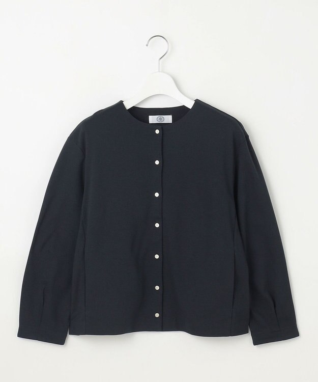 J.PRESS LADIES L グログランジャージー カーディガン ネイビー系