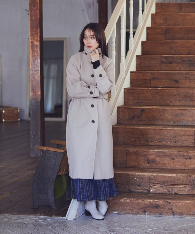 earth music&ecology 2WAYカラーロングコート ベージュ