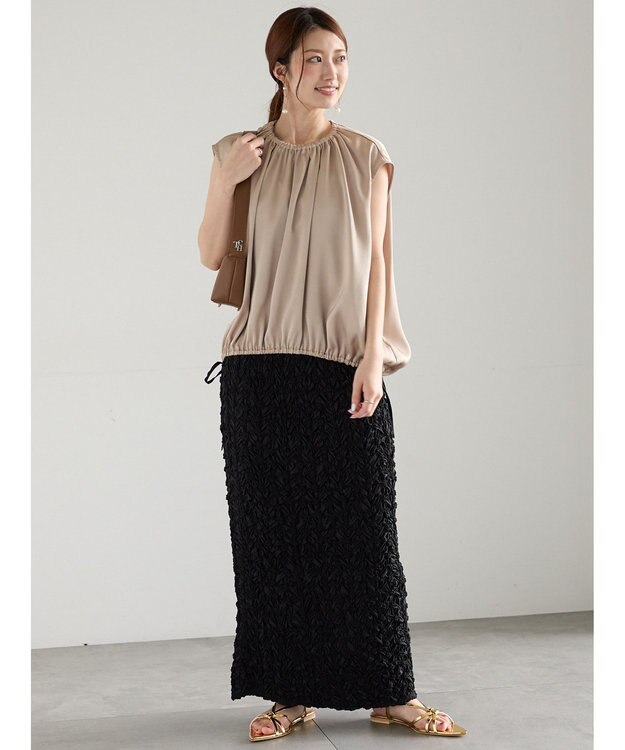 Te chichi サテンサイドリボンブラウス ベージュ