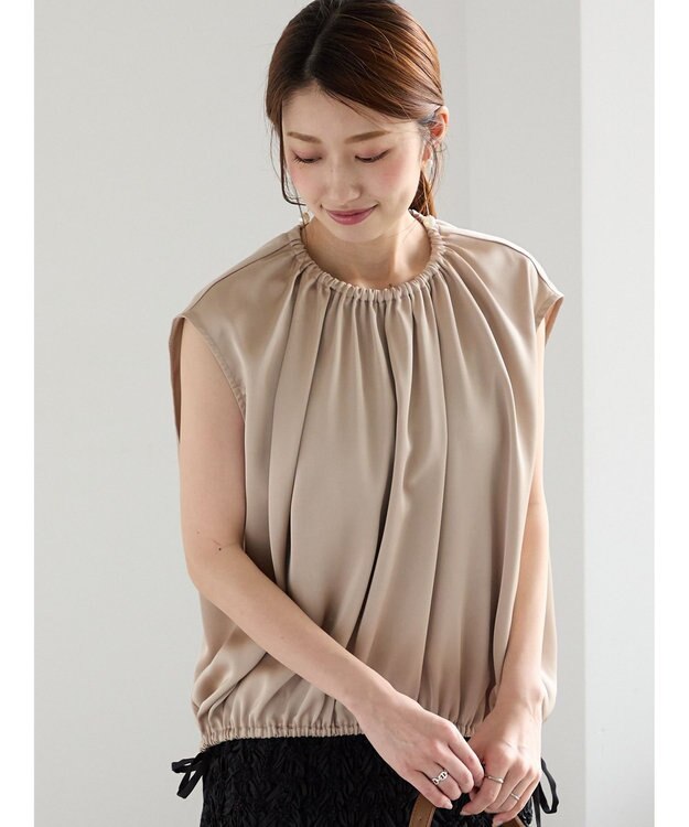 Te chichi サテンサイドリボンブラウス ベージュ
