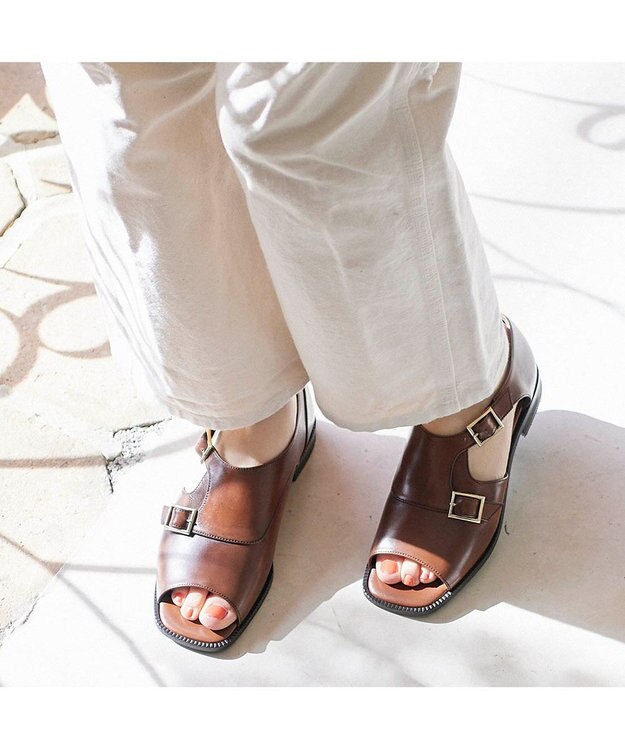 ing <ing>ダブルモンクサイドオープンシューズ ブラウン