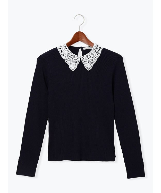 Te chichi ケミカルレースカラーリブニット ネイビー