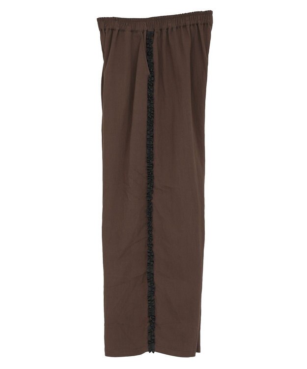 Green Parks ■ESCAR サイドミニフリルワイドパンツ Brown