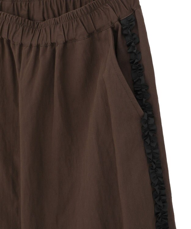 Green Parks ■ESCAR サイドミニフリルワイドパンツ Brown