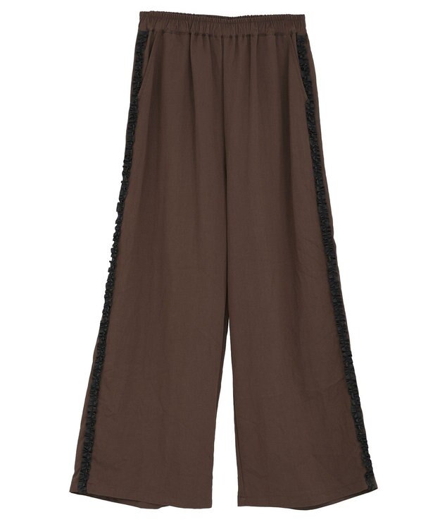 Green Parks ■ESCAR サイドミニフリルワイドパンツ Brown