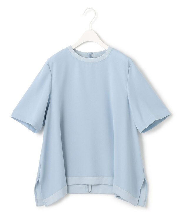 ICB 【接触冷感・UVケア・速乾・洗える】FluidBackSatin Tブラウス ライトブルー系