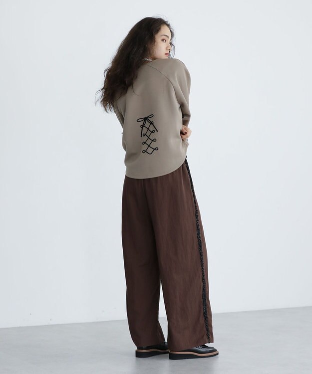 Green Parks ■ESCAR サイドミニフリルワイドパンツ Brown