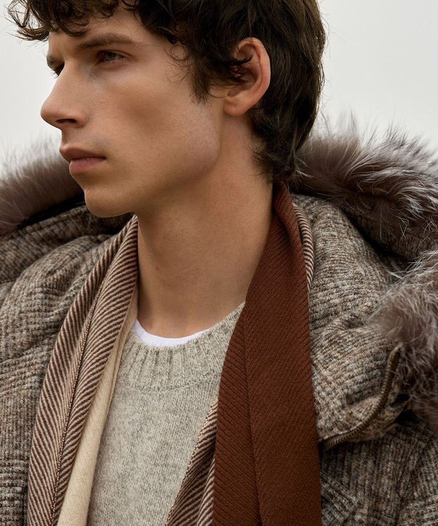 JOSEPH ABBOUD MOUNTAIN 【WEB限定・SPACE/イタリア糸使用/軽く暖かい/豊富なカラー】 ラムウール　クルーネック ニット ライトグレー系