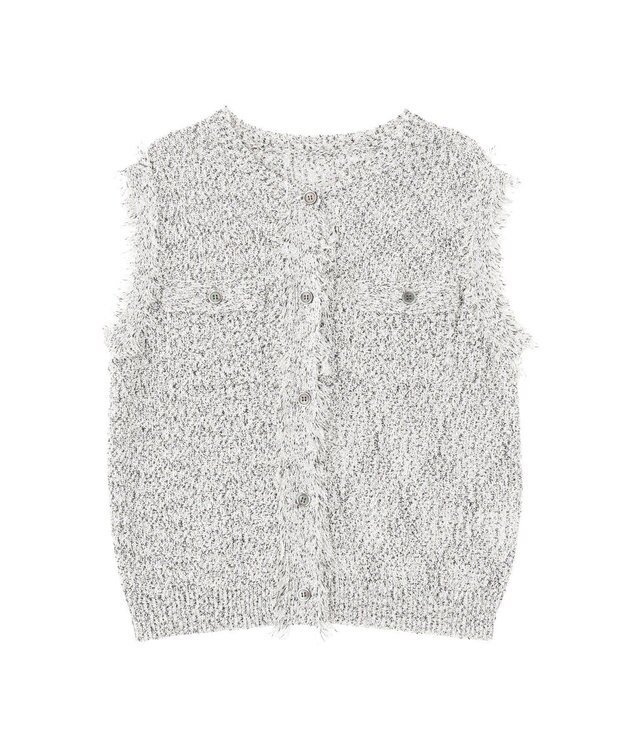 CRAFT STANDARD BOUTIQUE フリンジノースリーブニットプルオーバー Light Gray Mixture