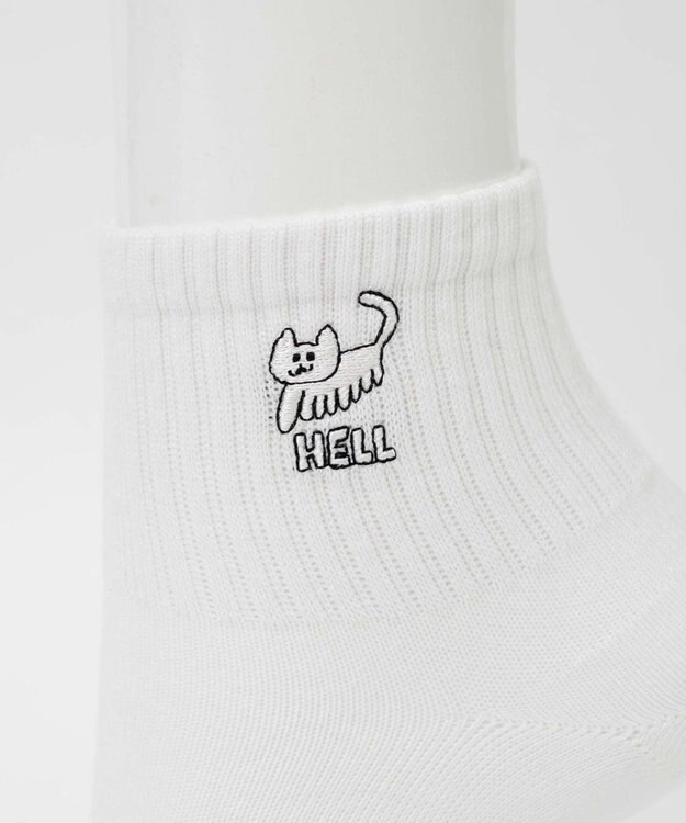 WEGO クレイジー刺繍アンクルソックス ホワイト