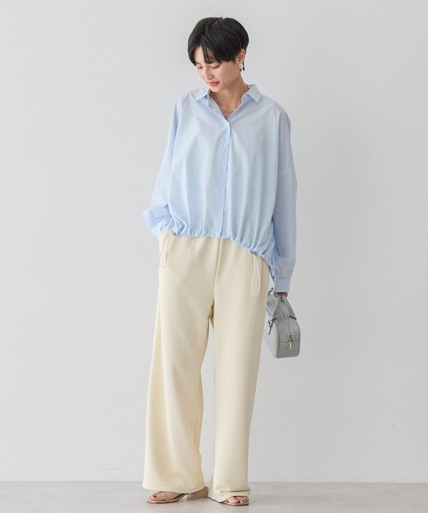 AMERICAN HOLIC シアードローコードシャツ Stripe Sax