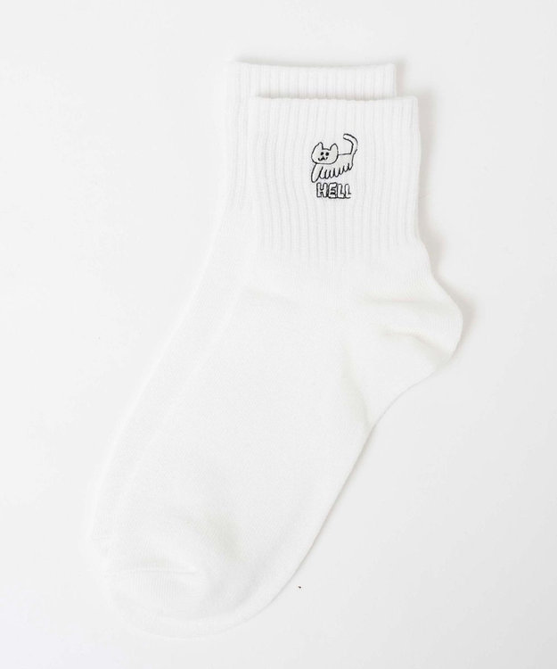 WEGO クレイジー刺繍アンクルソックス ホワイト