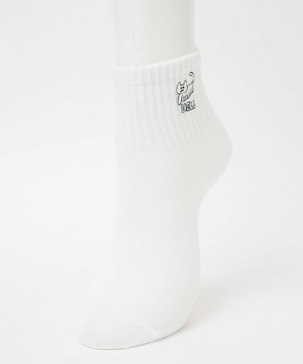 WEGO クレイジー刺繍アンクルソックス ホワイト