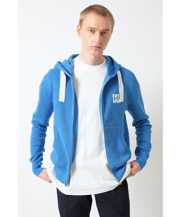DAKS ロゴジップアップ スウェットパーカー ブルー