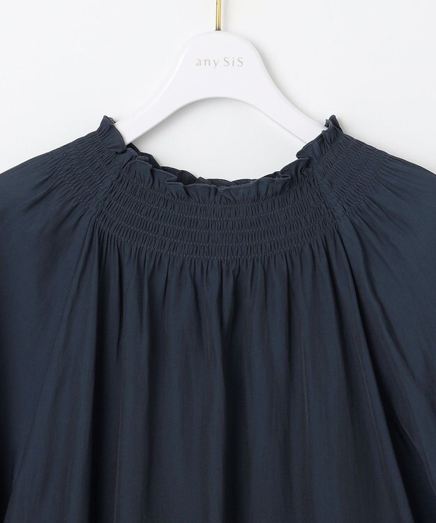ANY SIS 【洗える】カッセンシャーリング ブラウス ネイビー系