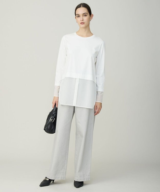 ICB L サテンラッセルコンビ カットソー オフホワイト系