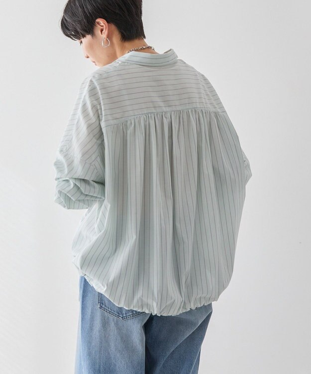 AMERICAN HOLIC シアードローコードシャツ Stripe Green