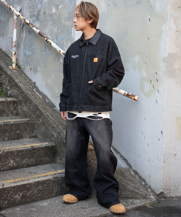 WEGO 【ユニセックス着用ITEM/MLサイズ展開】ワーカーズZIPデニムジャケット デニムブラックソノタ