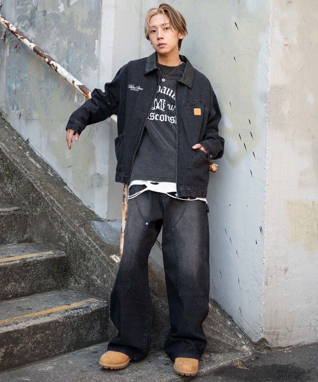 WEGO 【ユニセックス着用ITEM/MLサイズ展開】ワーカーズZIPデニムジャケット デニムブラックソノタ