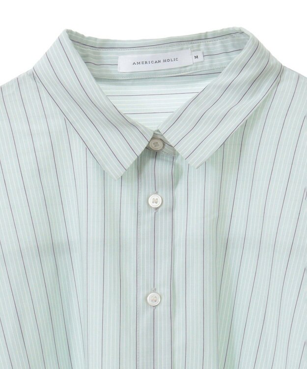 AMERICAN HOLIC シアードローコードシャツ Stripe Green