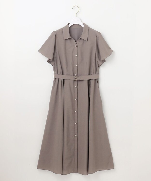 ANY SIS 【洗える】ビューティフレア シャツワンピース モカ