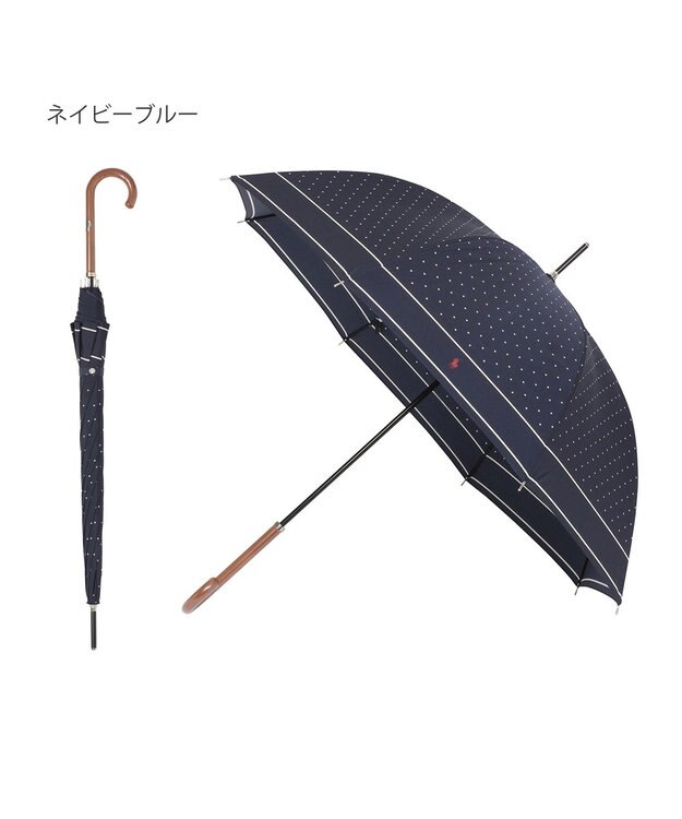 MOONBAT POLO RALPH LAUREN（ポロ ラルフローレン)ドット ポロポニー 雨傘 長傘 ジャンプ傘 ネイビーブルー