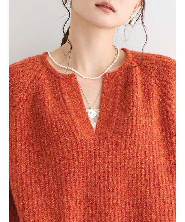 AMERICAN HOLIC ミックスヤーンカフタンニットプルオーバー Red