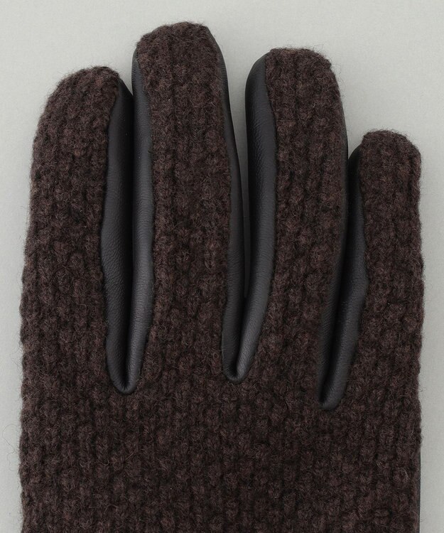 GOTAIRIKU 【スマホ対応】鹿の子×シープレザーコンビグローブ ダークブラウン系